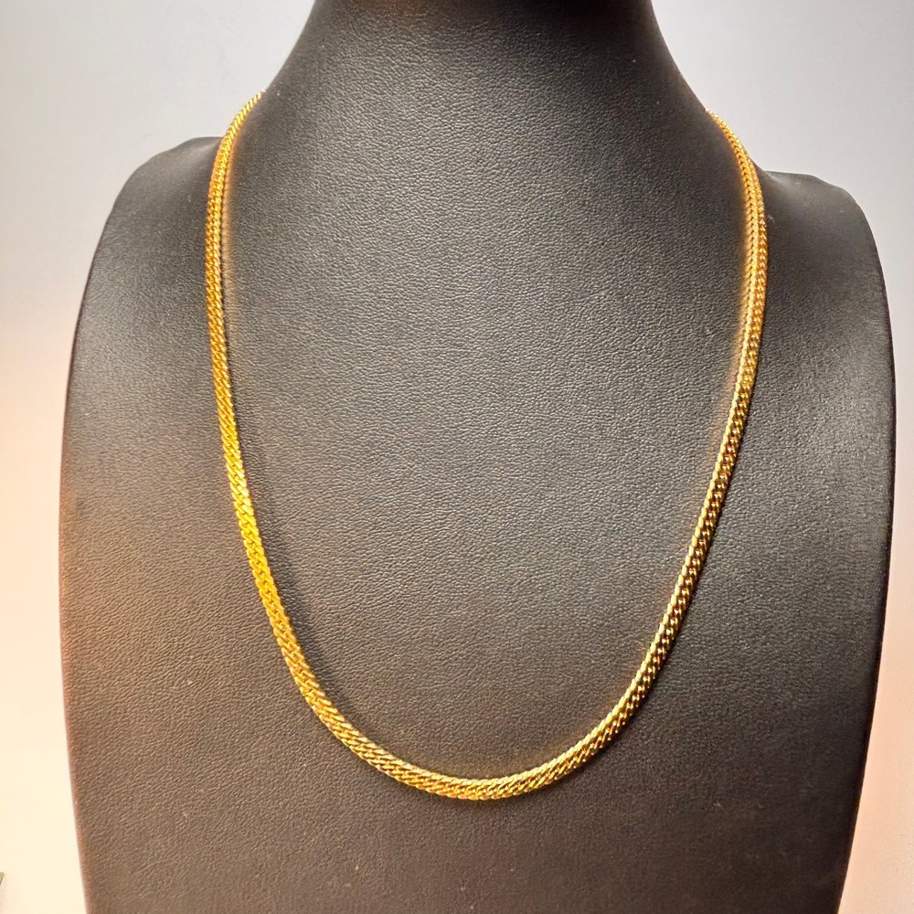 Necklace Gold Tone Flat Curb Herringbone Chain 20 Inch
